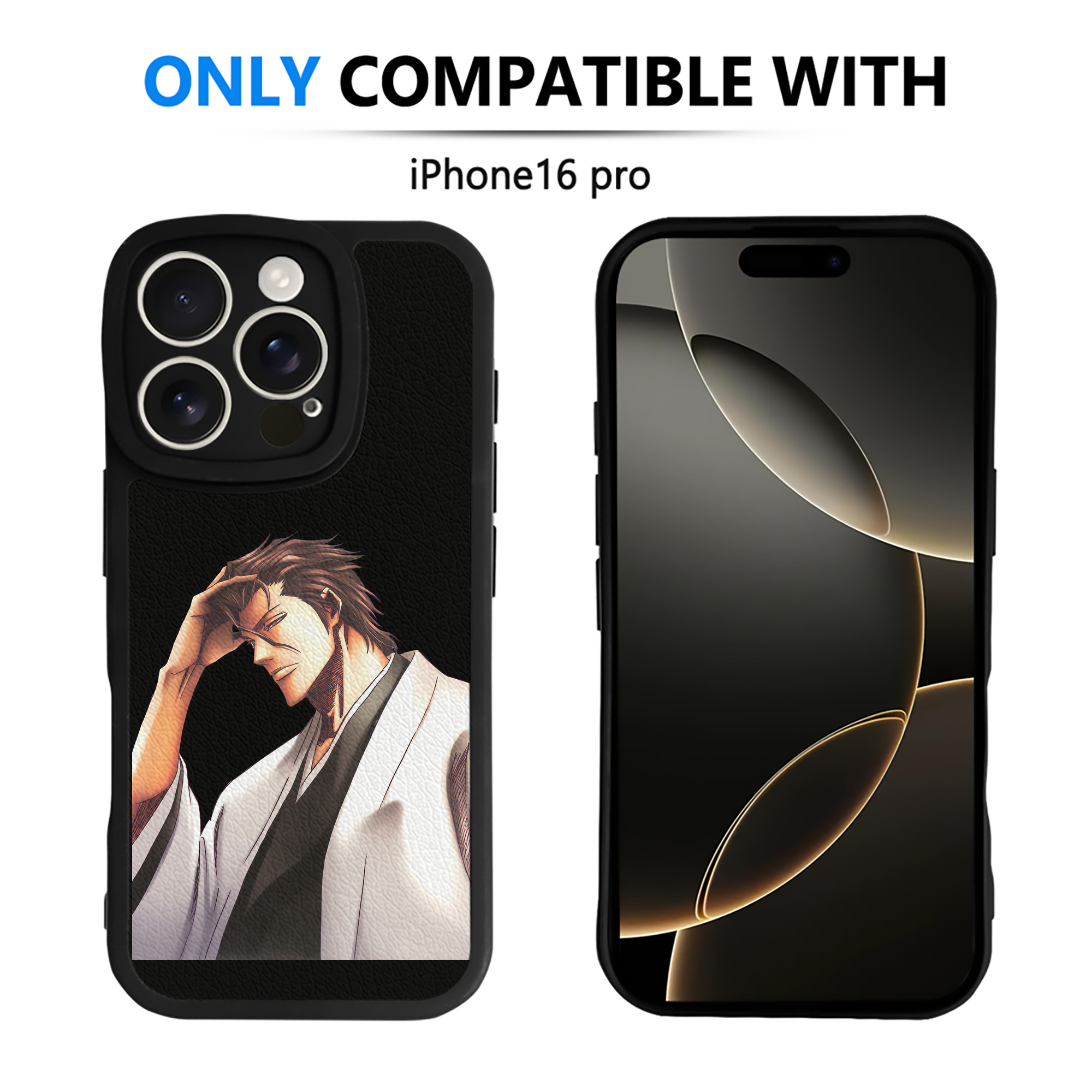 （画像用） ブリーチ 藍染 惣右介（あいぜん そうすけ） BLEACH Aizen Sousuke 【iPhone 16シリーズ対応】シリコンスマホケース（レザー調） 材質：シリコン